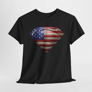 Superman Logo American Flag T Shirt, Man Of Steel Tee